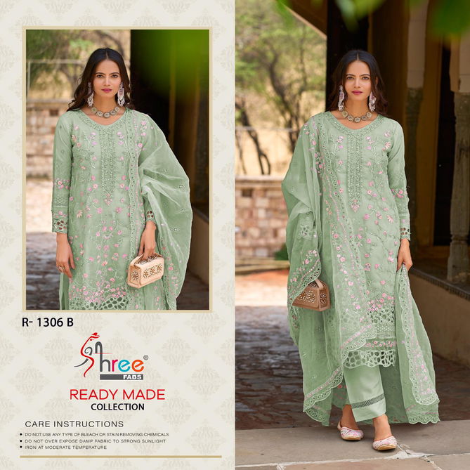 R 1306 By Shree Fabs Organza Readymade Suits Wholesale Shop In Surat